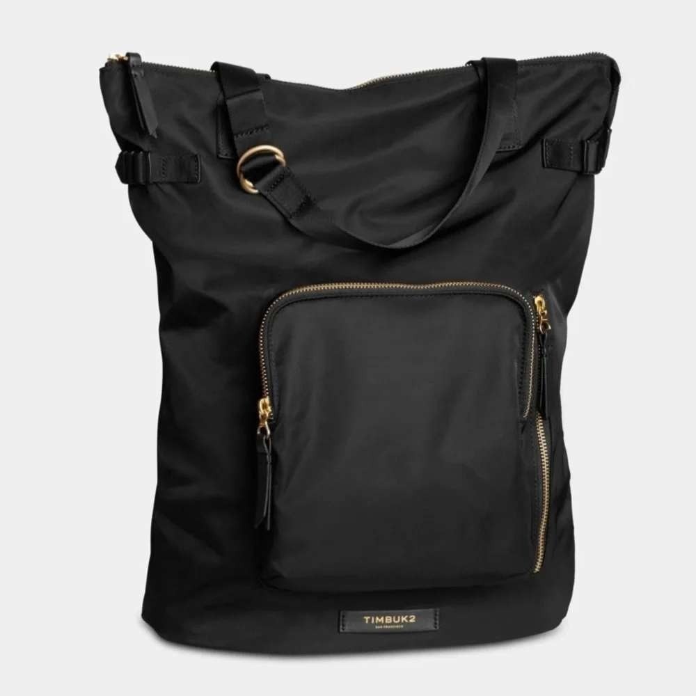 Timbuk2 Convertible Backpack‎ Tote 2-in-1 Laptop Work Travel Black Gold Hardware